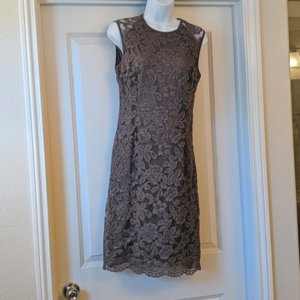 Lacy Grey Sheath Dress